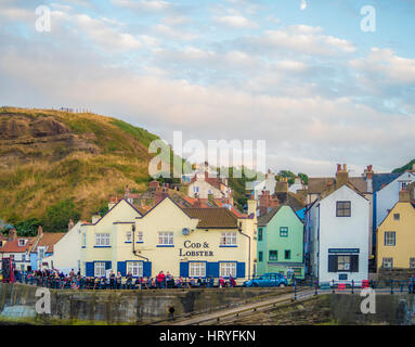 Harbour front buildings at Staithes, North Yorkshire, UK. Stock Photo
