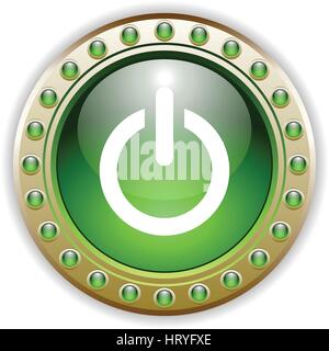 Ornate Detailed Glossy Power Button Vector Illustration. Stock Vector