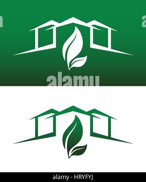 Green House Concept Icons Both Solid and Reversed for Ecology, Recycling, Company, Service or Product. Stock Vector