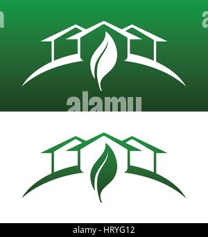 Green House Concept Icons Both Solid and Reversed for Ecology, Recycling, Company, Service or Product. Stock Vector