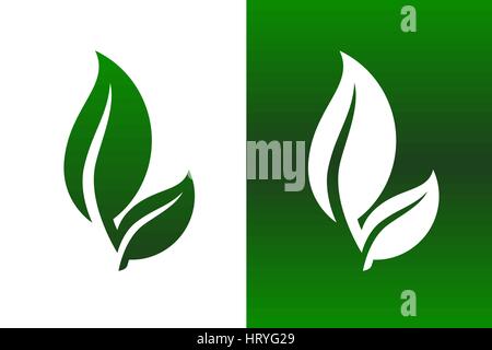 Leaf Pair Icon Vector Illustration on Both Solid and Reversed Background. Stock Vector