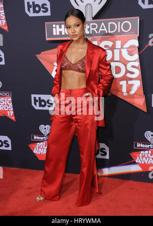 Karrueche Tran at the 2017 iHeartRadio Music Awards held at The Forum