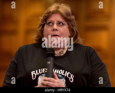 Long Beach, California, USA. 05th Mar, 2017. ANNE WRIGHT from Long Beach competes at the 12th Annual National Adult Spelling Bee. Credit: Brian Cahn/ZUMA Wire/Alamy Live News Stock Photo