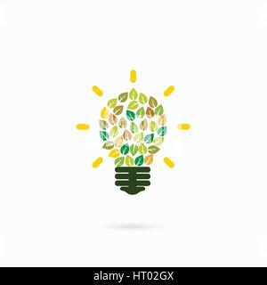 Think green idea concept logo.Abstract green bulb light logo vector design template.Business and industrial education idea concept. Vector illustratio Stock Vector