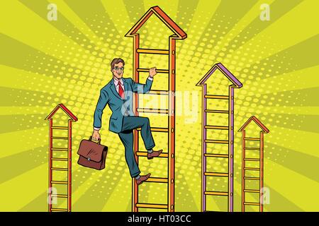 Businessman climbs up the stairs Stock Vector Image & Art - Alamy