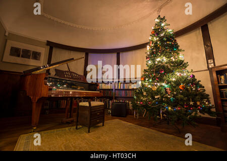Christmas Tree and Piano Stock Photo