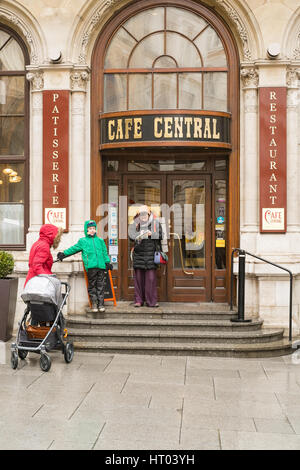 Entrance to Café Central a Historic Viennese café on Herrengasse, Vienna, Austria. Stock Photo