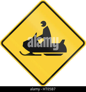 United States MUTCD warning road sign - Snowmobile. Stock Photo