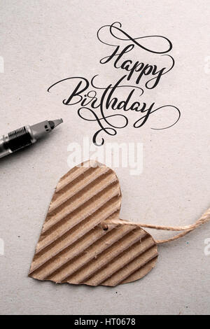 text Happy Birthday. hand lettering - handmade calligraphy Stock Photo