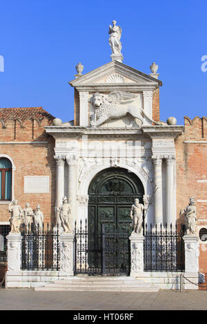 The Porta Magna (1460) of the Venetian Arsenal in Venice, Italy Stock Photo