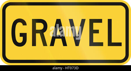 United States MUTCD warning road sign - Gravel. Stock Photo