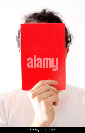 Mann mit Roter Karte - man with red card Stock Photo