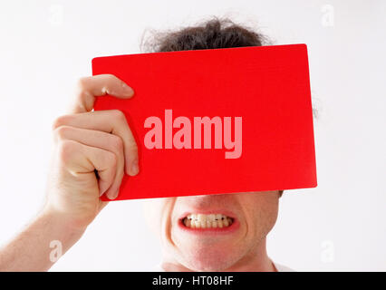 Mann mit Roter Karte - man with red card Stock Photo