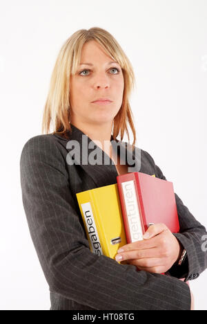 Junge Geschaeftsfrau  mit Akten - young business woman with files Stock Photo