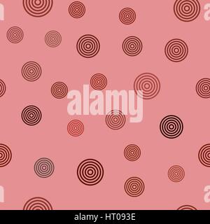 vector seamless pattern - red concentric circles on light red background Stock Vector