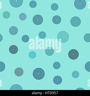 vector seamless pattern - blue concentric circles on light blue background Stock Vector