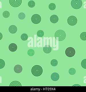 vector seamless pattern - green concentric circles on light green background Stock Vector