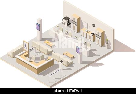 Vector isometric low poly queue management system Stock Vector