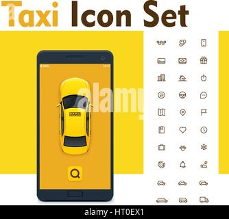 Vector taxi mobile app icon set Stock Vector