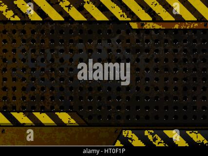 Rusty perforated black iron plate design template Stock Vector