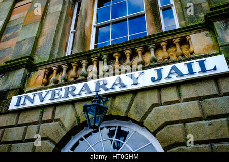Sign above the entrance to Inveraray Jail, Inveraray, Argyll and Bute, Scotland