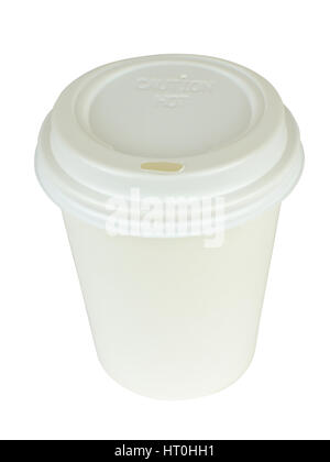 Cardboard container for coffee or hot drinks with a lid, isolated on white Stock Photo