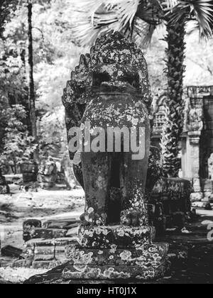 Infrared image of Khmer architechture in Angkor wat, Cambodia Stock Photo