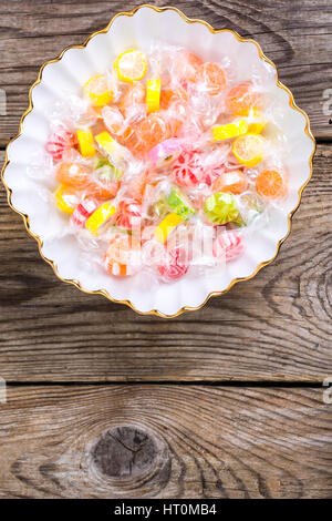 Colorful candy in cellophane wrappers Stock Photo
