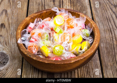 Colorful candy in cellophane wrappers Stock Photo