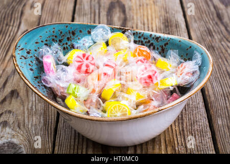 Colorful candy in cellophane wrappers Stock Photo