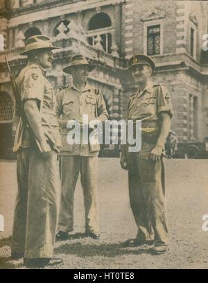 'Leaders in the Burma Campaign met in Rangoon after the city's fall on May 3, 1945', 1945. Artist: Unknown. Stock Photo