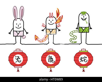 Cartoon astrology Chinese signs 2 Stock Photo