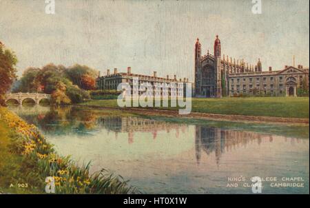 King's College Chapel and Clare College, Cambridge, c1935. Artist: Unknown. Stock Photo