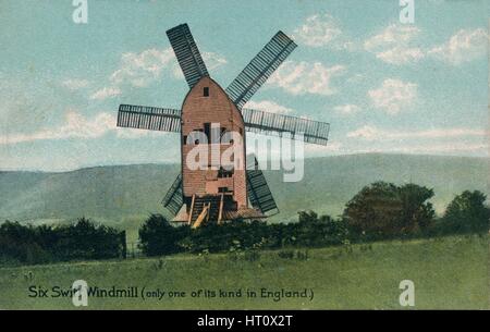 Six Swift Windmill, Kingston, near Lewes, Sussex, c1905.  Artist: Unknown. Stock Photo