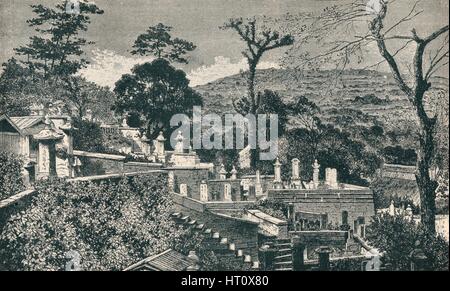 The Cemetery Hill at Nagasaki, Japan, before the modern expansion of the town, 1907. Artist: Unknown. Stock Photo