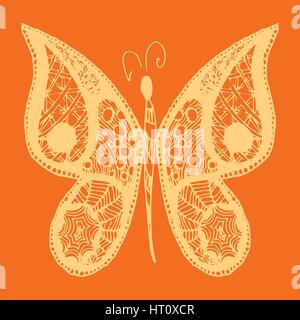 Hand drawn sketch style Butterfly. Retro hand-drawn vector illustration. Doodle and zentangle art. Stock Vector