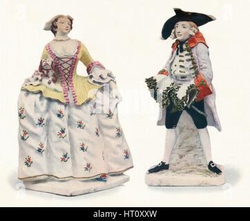 'Exceptionally Rare Bow Porcelain Figures Decorated in Colours', c1750. Artist: Unknown. Stock Photo