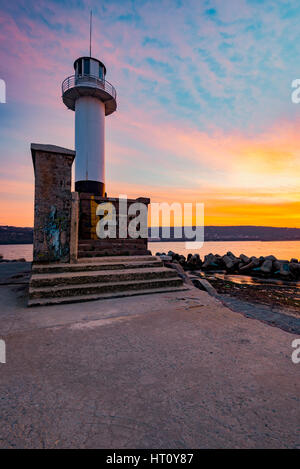 The lighthouse at sunset in Varna, Bulgaria Stock Photo