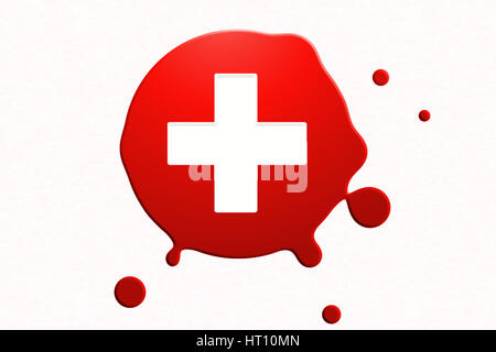 Donate drop blood red sign with white cross Stock Photo - Alamy