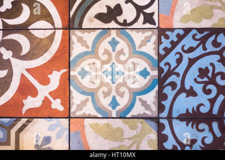typical portugal wall with ornate tiles Stock Photo