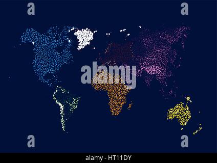 World Continents Map - Dots style vector illustration Stock Vector