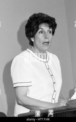 Gillian Shephard, Secretary of State for Employment and Conservative party Member of Parliament for Norfolk South West, speaks at the Conservative Womens Conference in London, England on June 27, 1991. Stock Photo