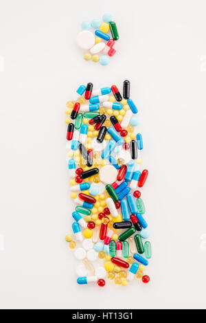 Top view of letter I made from medical pills and capsules, medicine and healthcare concept Stock Photo