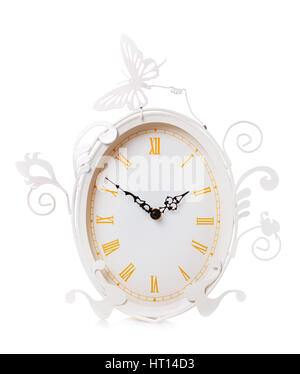 Old vintage clock isolated on a white background Stock Photo