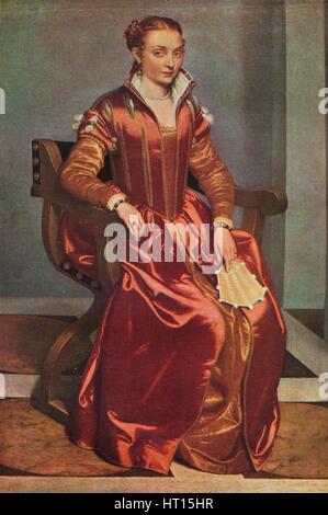 'Portrait of a Lady ('La Dama in Rosso')', c1556-60. Artist: Giovanni Battista Moroni. Stock Photo