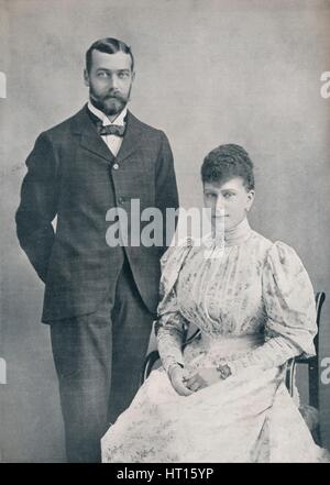 The future King George V and Queen Mary shortly after their marriage, 1893 (1911). Artist: WS Stuart. Stock Photo