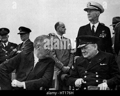 'Architects of Victory: Historic meeting between Churchill and Franklin D. Roosevelt, President of t Stock Photo