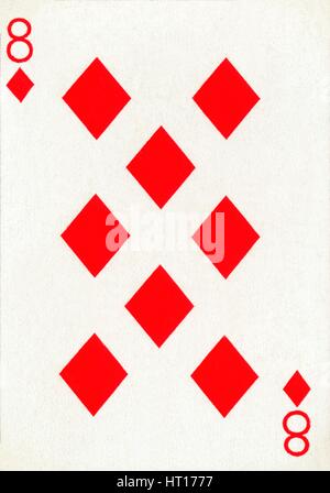 8 of Diamonds from a deck of Goodall & Son Ltd. playing cards, c1940. Artist: Unknown. Stock Photo