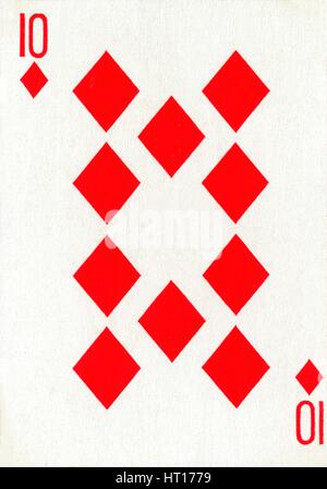 10 of Diamonds from a deck of Goodall & Son Ltd. playing cards, c1940. Artist: Unknown. Stock Photo