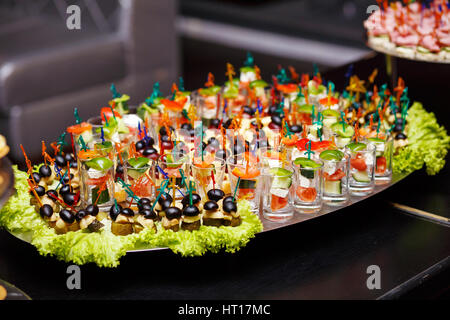catering services background with snacks on guests table in restaurant at event party Stock Photo